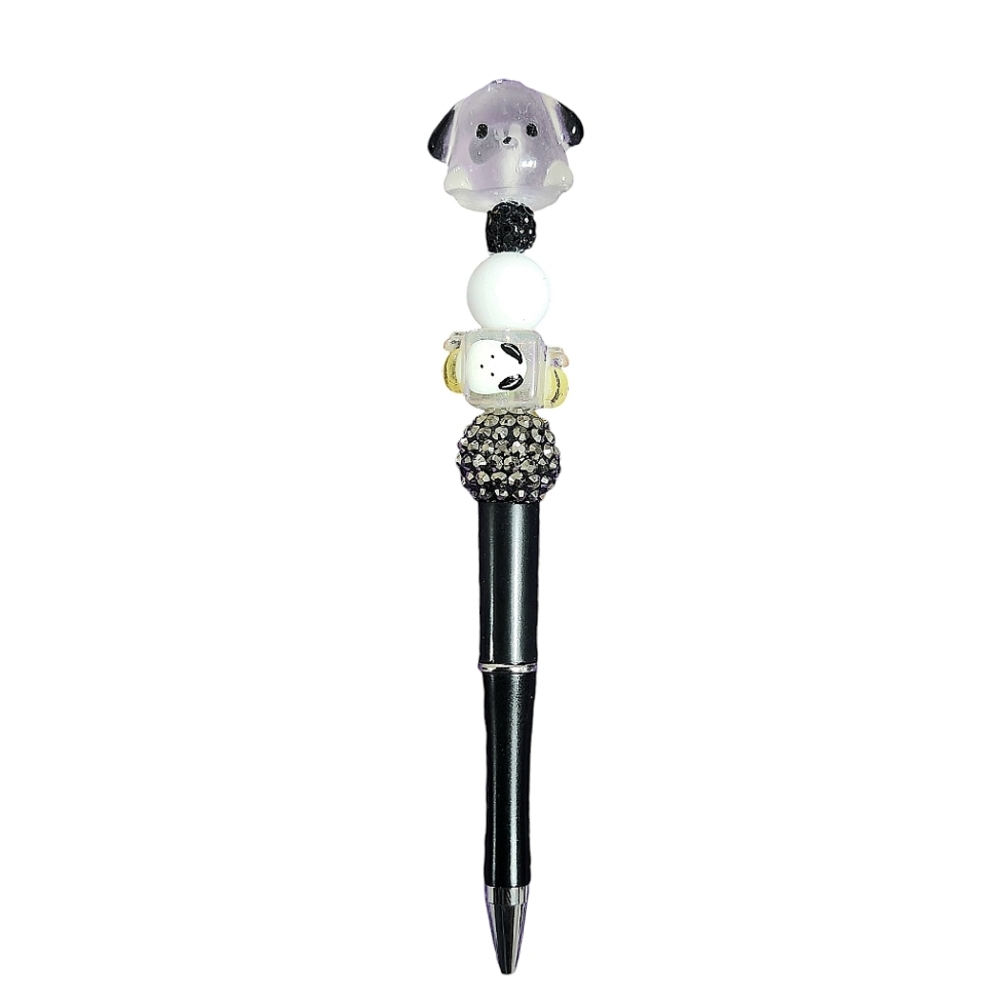 Pochacco Sanrio Beaded Ballpoint Twist Pen Blue Clear Topper